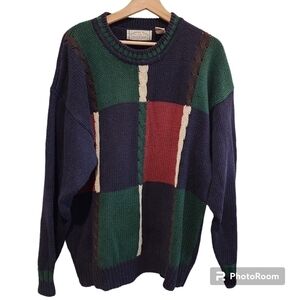 American Eagle Outfitters VTG 90s Y2K Cable Knit Color Block Varsity